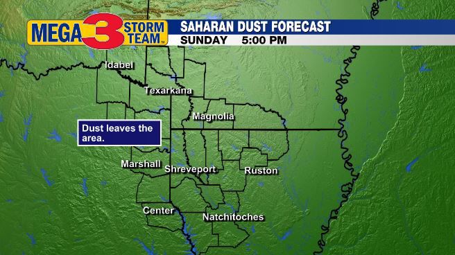 Saharan Dust Forecast for the ArkLaTex on Sunday